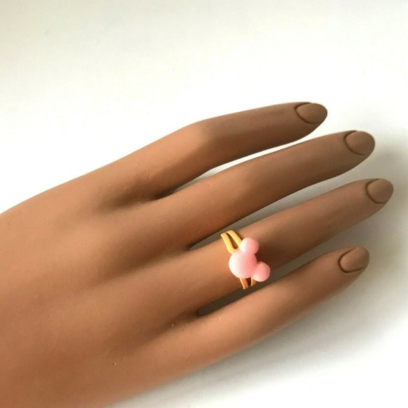 Disney Mickey Mouse Ears Ring Size 5 6 7 Macaroon Snacks Pink Peach - Picture 4 of 9